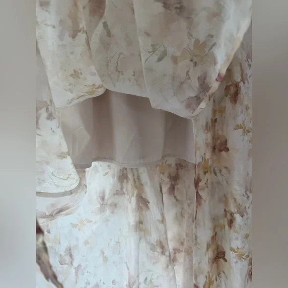 MELLODAY Cream Smocked Off the Shoulder Organza Midi Dress - Picture 8 of 16